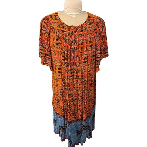 Go Softly Patio Dress Plus Sz. 1X Giraffe Flounce Sleeves Lightweight Packable - Picture 3 of 11